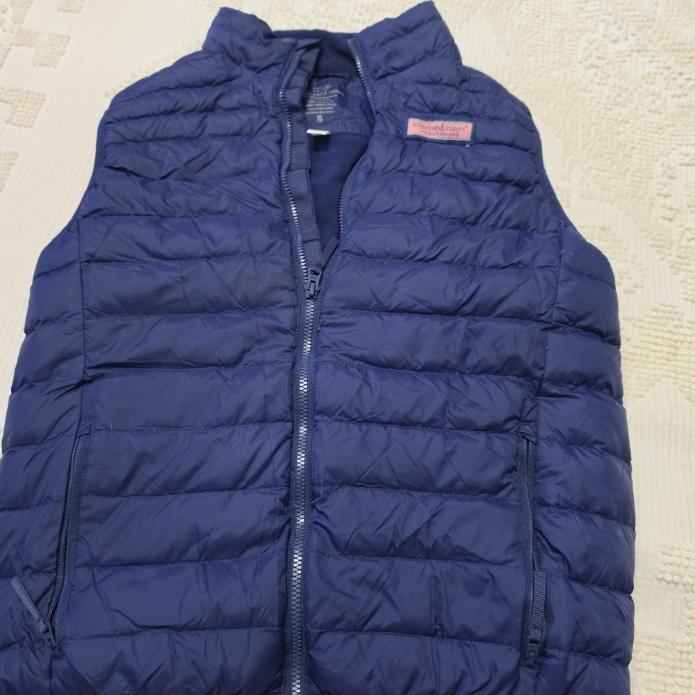 Vineyard Vines Performance Boys Blue Down Puffer Vest Full Zip Size 18